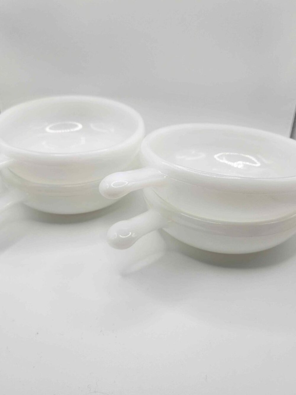 VTG Glasbake Milk Glass Soup Bowls Set of 4 MCM